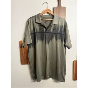 Nike Olive Green Black Blur Vapor Fog Dri-Fit Short Sleeve Golf Polo Shirt Large